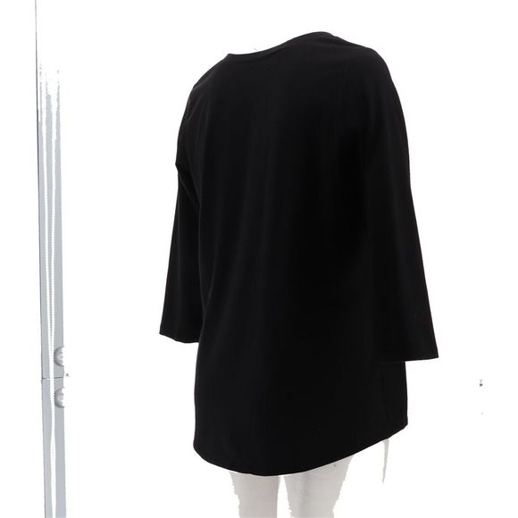 Susan Graver Weekend Comfy Cotton V-Neck Tunic Black A4677790 - Picture 6 of 9